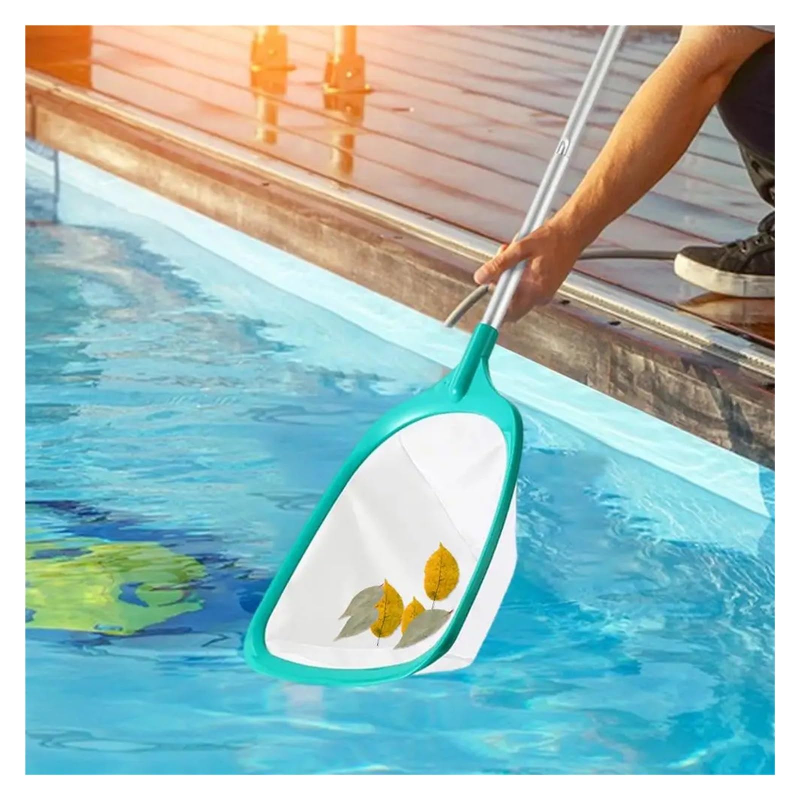 Retino Piscina Rete for Skimmer for Foglie da Piscina a Maglia Ultra fine con Manico Lungo