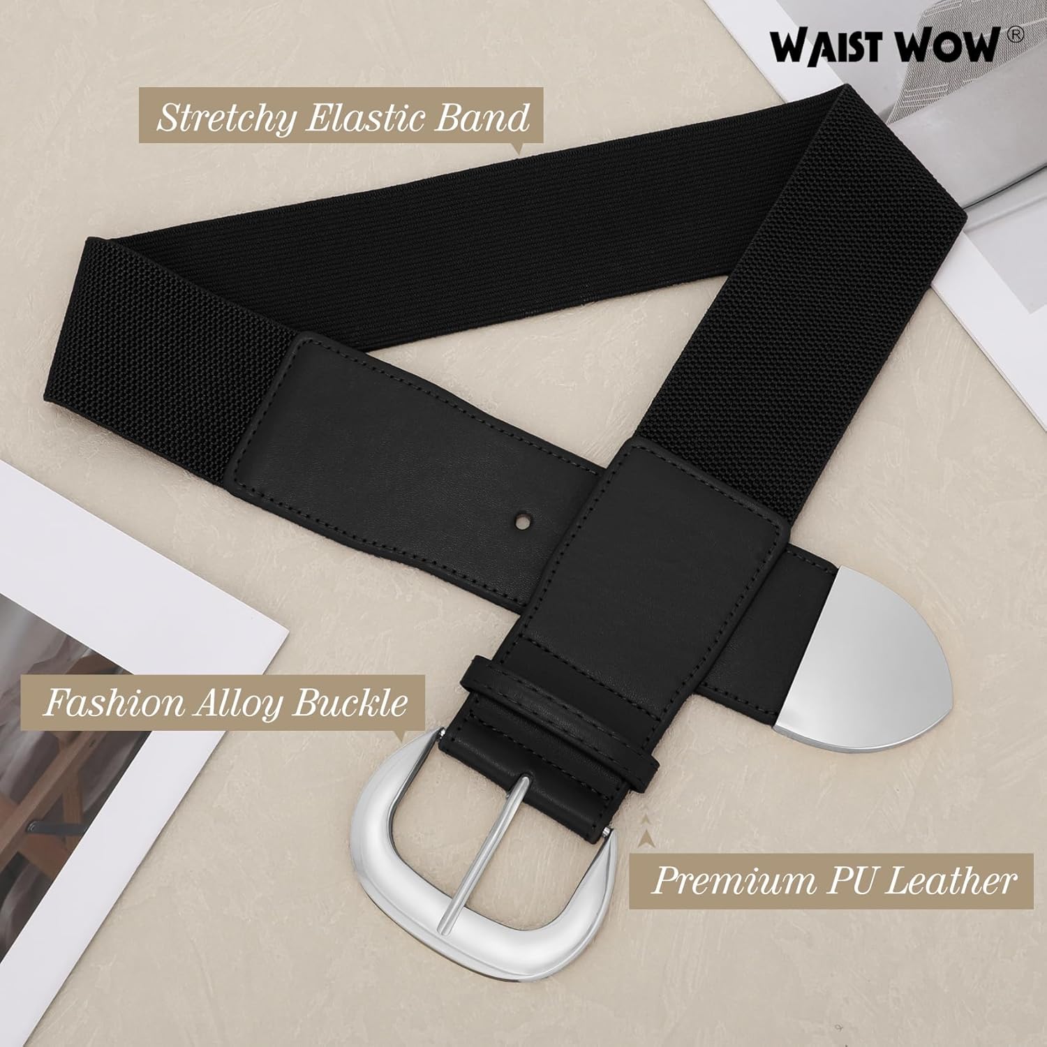 Women Wide Elastic Waist Belt for Dresses Fashion Thick Stretchy Belt for Trendy - Image 2