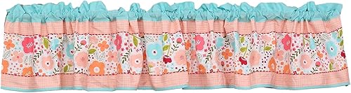 Miniatura 7 de Juego de ropa de cama para cuna de guardería floral rosa para niñas, juego de cama de 4 piezas de acuarela con flores rosas con cenefa de ventana