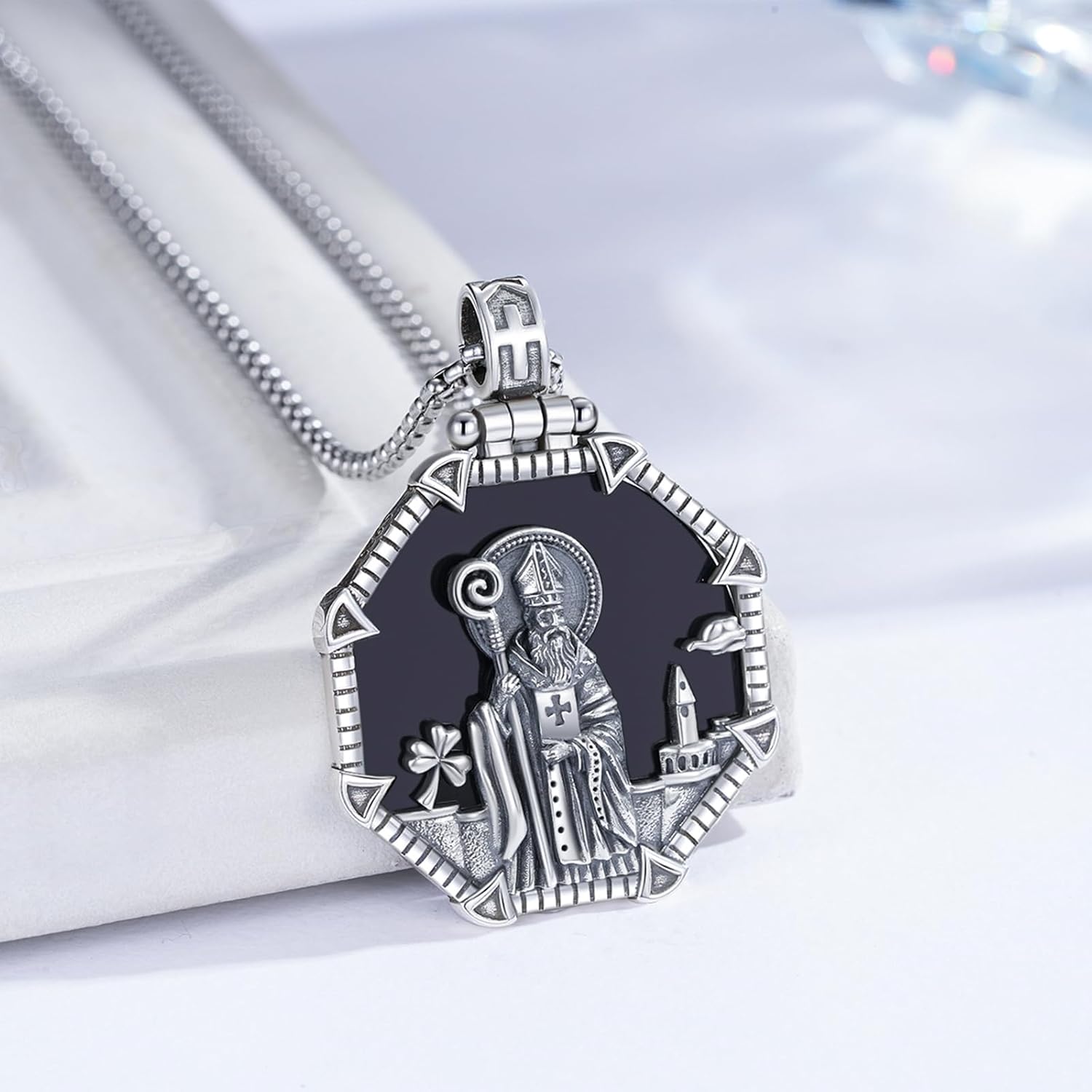 Saint Necklace 925 Sterling Silver St Necklace Amulet Pendant Jewelry Religious Gift for Men Women - Image 6
