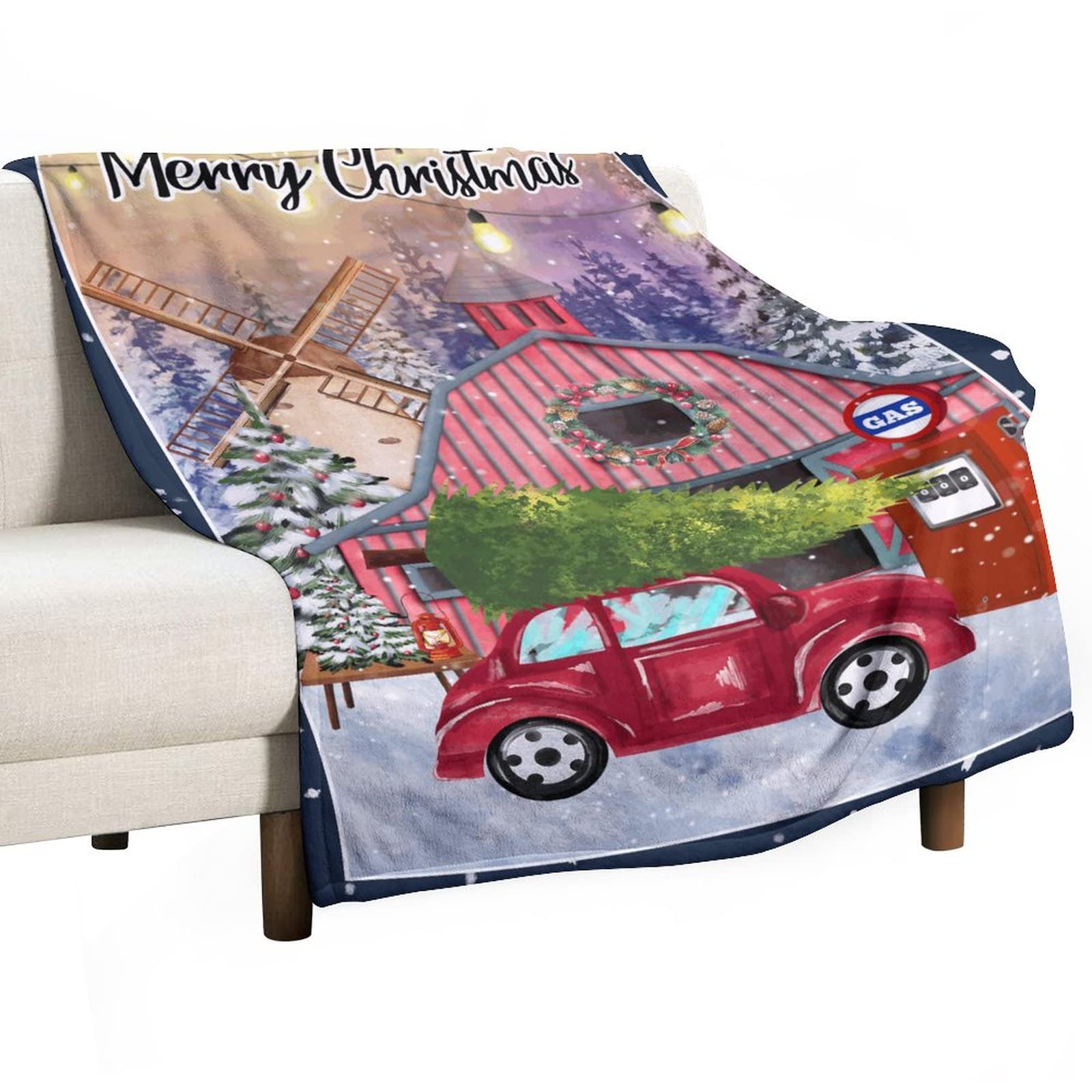 Couverture Merry Christmas chaude et réversible douce pour lit et canapé en flanelle isolante