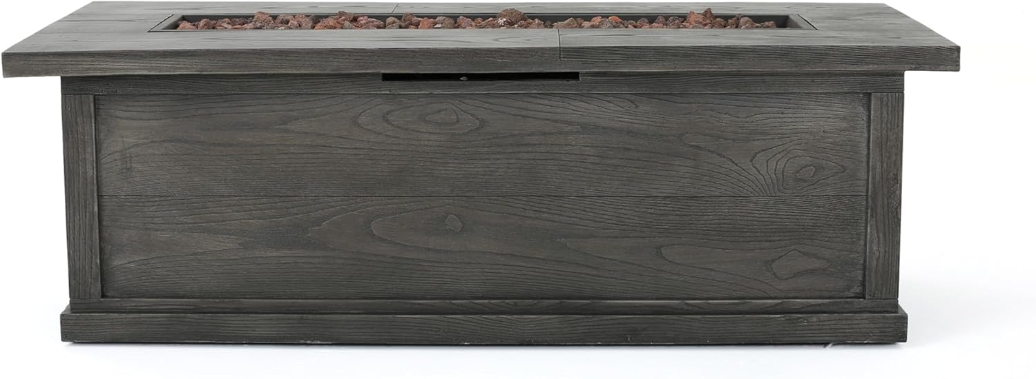Anchorage 56¡¯¡¯ Wood Rectangular MGO FIRE Table Grey - 50,000 BTU
