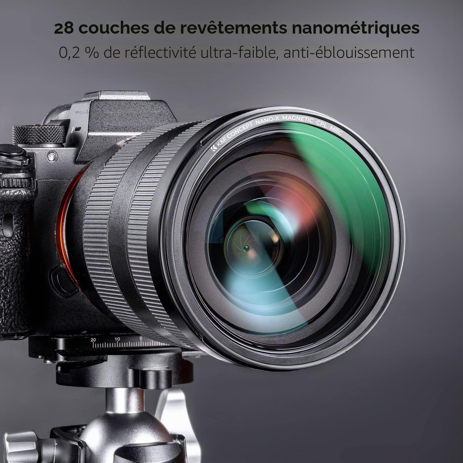 K&F CONCEPT Filtre Polarisant 77mm CPL Magnétique avec Bague Base | Installer Rapidement,Aimanté,HD,Nano-revêtement,Étanche,Résistant à l’huile et aux rayure,Cadre CNC Antidérapant,Nano-X,FG702