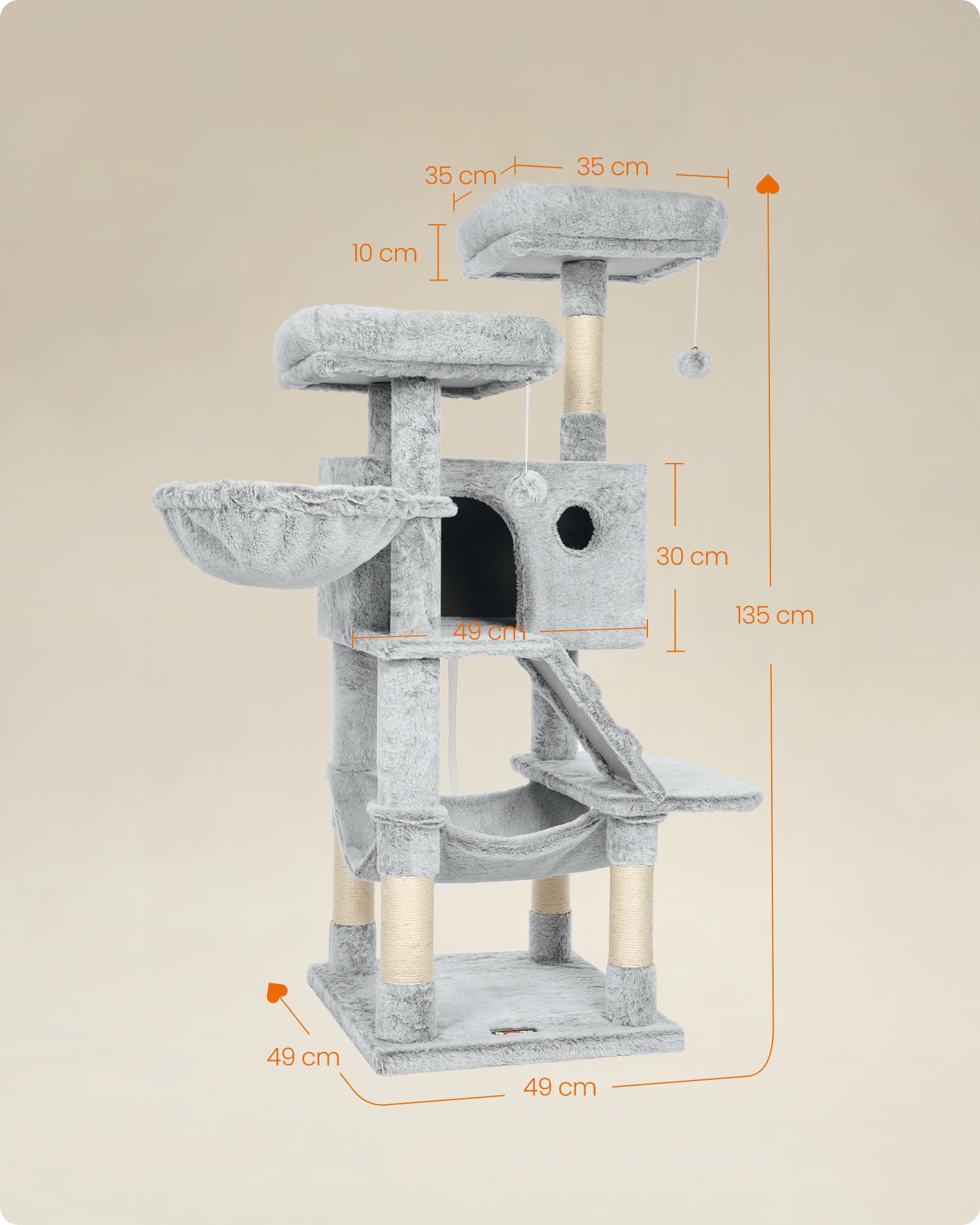 Feandrea Albero per Gatti, Tiragraffi, Morbido, Ombré Grigio Bianco PCT162W01