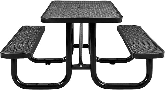 Global Industrial 6L Rectangular Picnic Table, Expanded Metal, Black