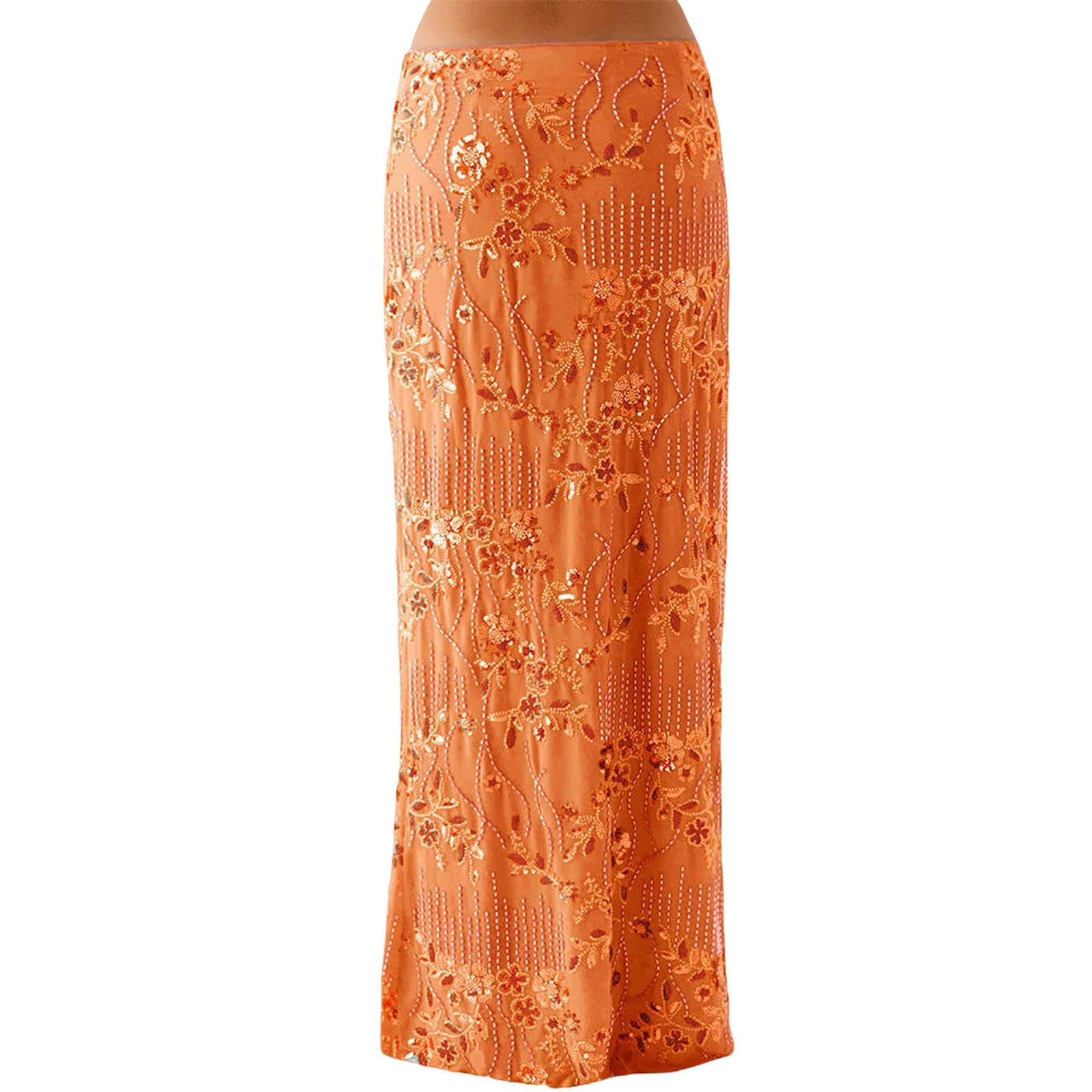 Langer Rock Damen Frauen Pailletten Sexy Maxi Röcke Sommer Y2k Perle Verschönerte Glitzer Low Taille Elegante Clubwear Sparkle Bodycon Lange Röcke-c-s