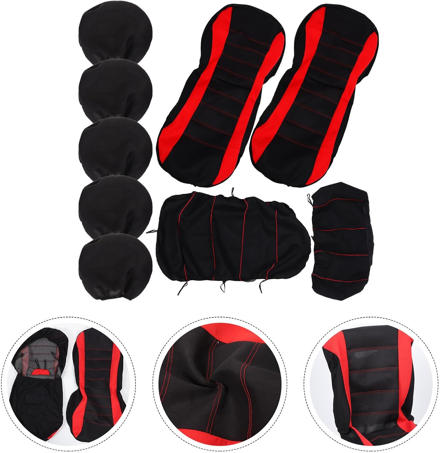Red Stripe Car Seat Covers for Cars Universal Fit Cloth Material Easy to Clean Stylish Design Seat Protector Cover