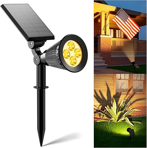 Miniatura 10 de FALOVE Foco solar de Halloween para exteriores, 180 ajustable, luces de poste de bandera de encendidoapagado, impermeable, para pared, jardín, área
