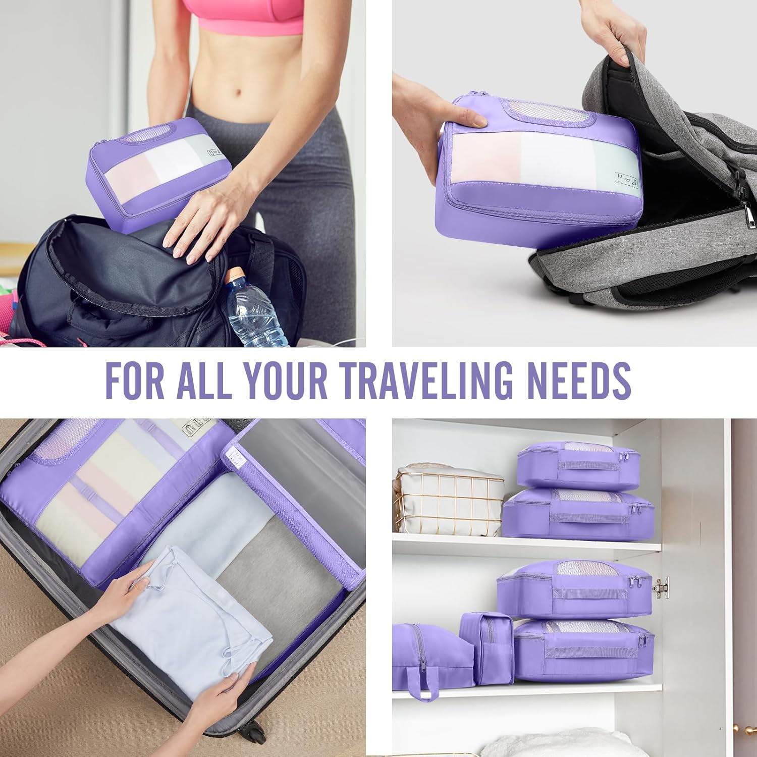 Veken 10 Set Packing Cubes for Travel Essential, Suitcase Organizer Bags in 4 Sizes, Carry-On Luggage Accessories with Large Laundry & Hanging Toiletry Bag, Must-Have for Airplane, Road Trip & Camping - Image 7
