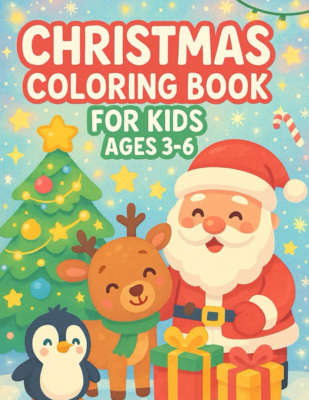Christmas Coloring Book for Kids Ages 3–6: Easy and Cute Holiday Coloring Pages with Santa, Reindeer, Snowman, Animals, Gifts & More