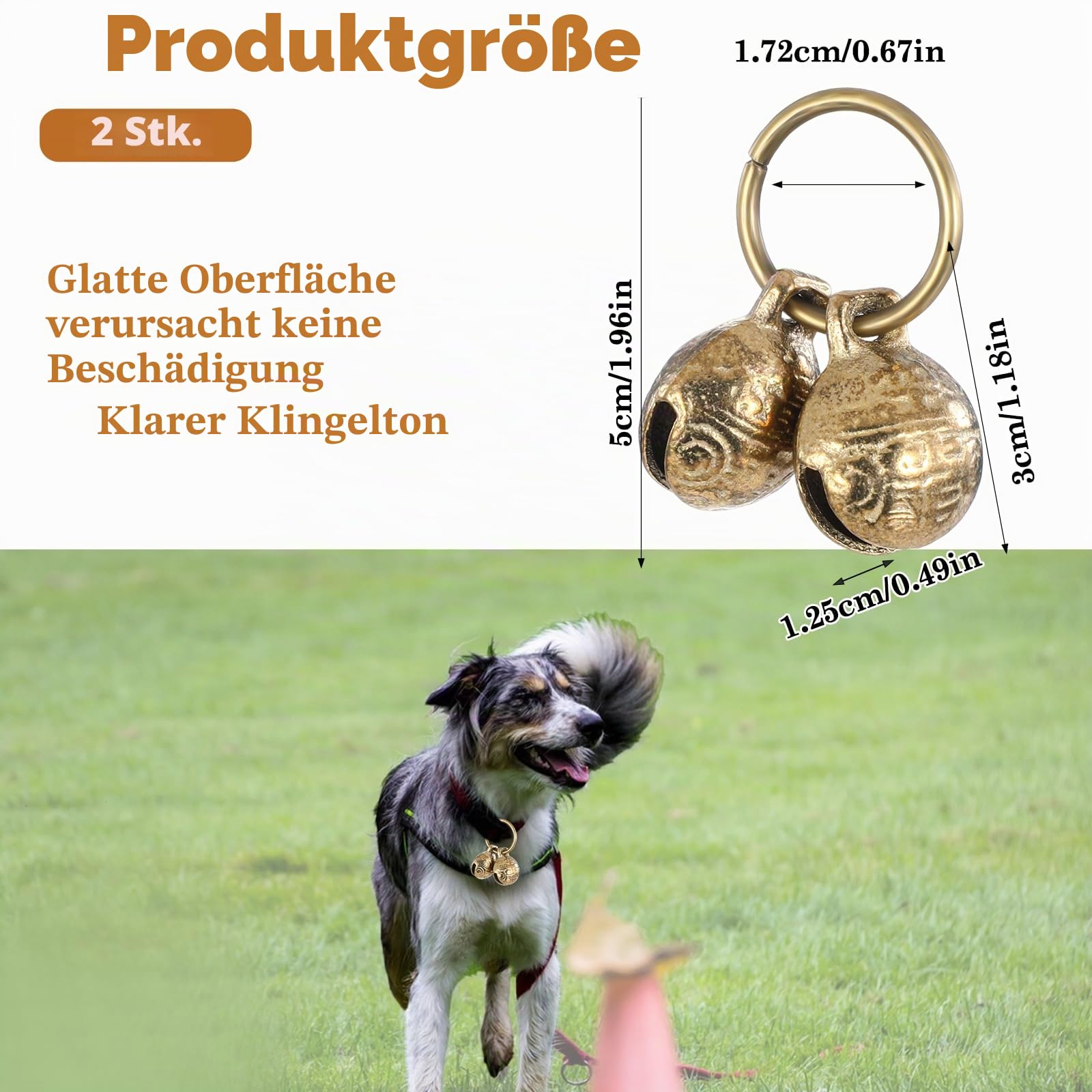 4 Stück Hundeglocke Katzenglocke, Extra Laute Katzen Hundeglocken Messing Haustier Tracker Glocken Halsbandglocke Anti-Verlust-Training Haustier-Anhänger-Zubehör Glocken für kleine Hunde und Katzen