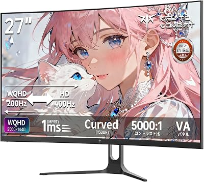 原神・鳴潮などオープンワールドゲームにおすすめのゲーミングモニター5選|WQHD・4K・27インチ以上の選び方 2 KEY TO COMBAT 27型カーブドモニターの商品画像