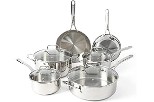 Martha Stewart Castelle 10 Piece 18/8 Stainless Steel Induction Safe Pots and Pans Set
