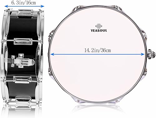 Miniatura 2 de Juego de tambor de caja de 14 pulgadas para niños, estudiantes, principiantes, kit de práctica con soporte, bolsa acolchada, almohadilla de