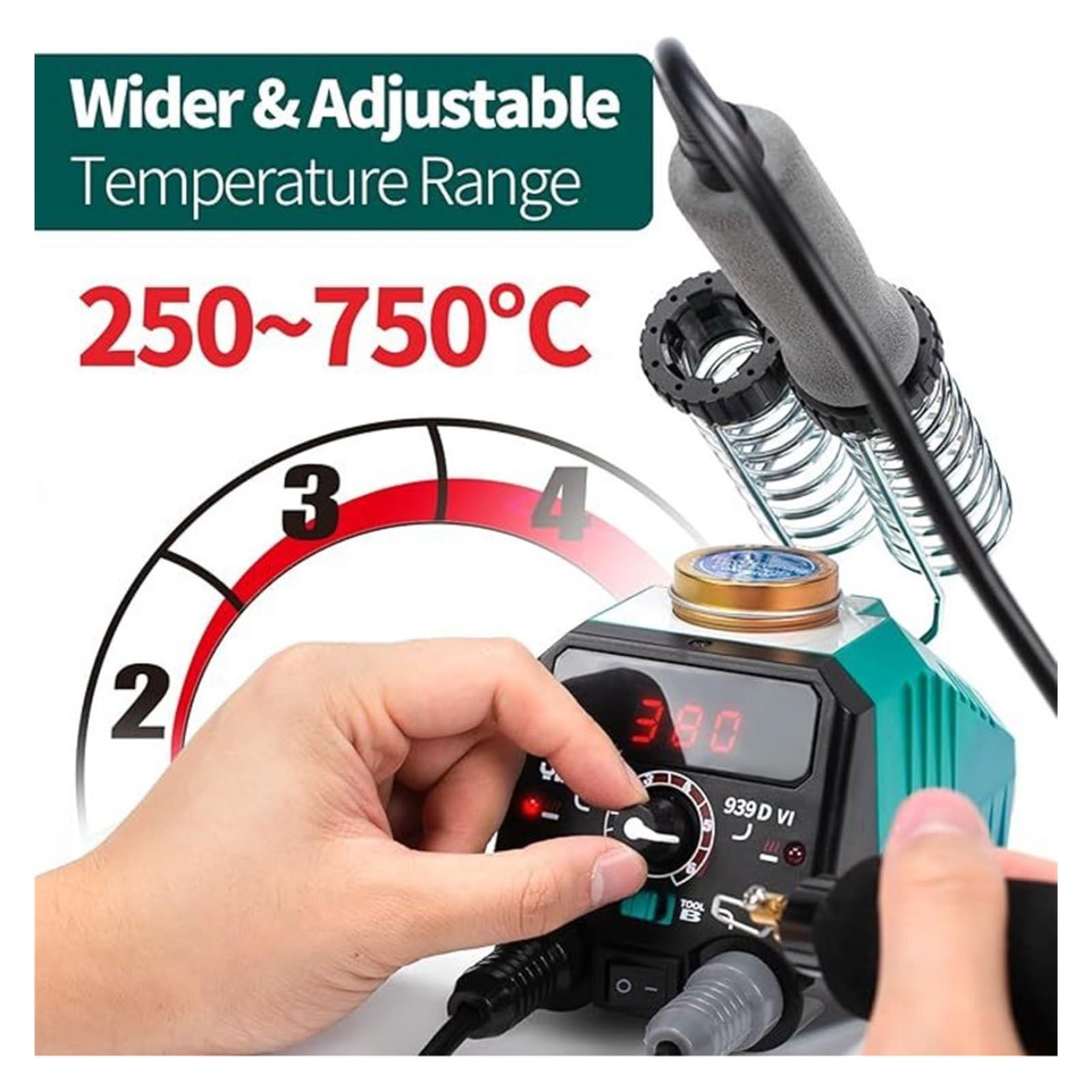 Lötstation, Professionelle Dual-Eisen-Lötstation, digitales 250–750 °C-Set for Heimwerker und Reparatur
