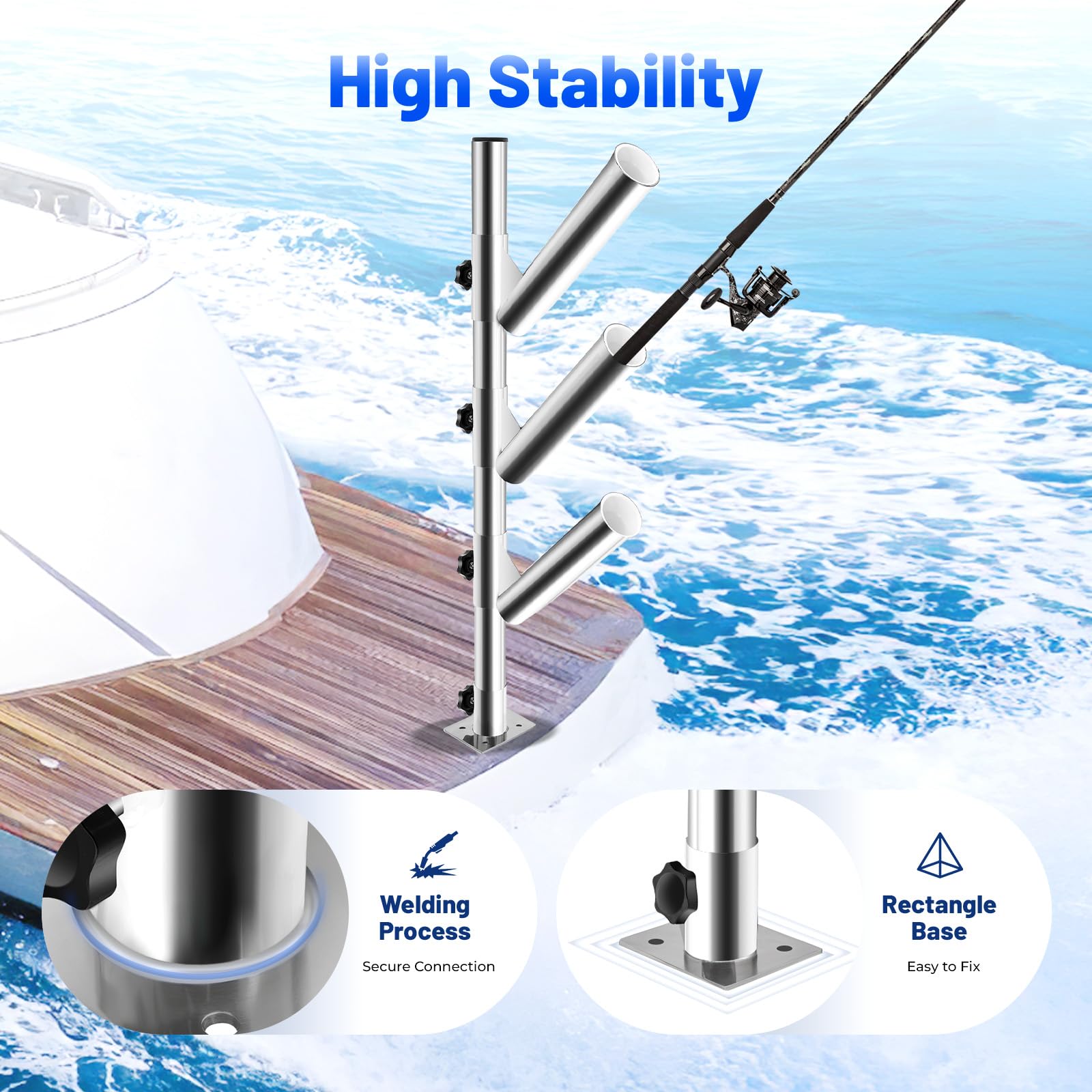 fishing rod holder tree Stainless Trees for Trolling, 3-Tube Trolling Rod Type with Rod Seat, Adjustable Swivel Vertical Rod Holder for Fishing Boats Yachts, 3*2.2*0.11in Base : Sports & Outdoors Swim Color:Dirty Mo This is NOT a Avet LX G2 6.0