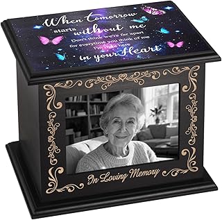 Abooxiu Cremation Urns for Human Ashes Keepsake Urn for Ashes, Burial Funeral Memorial Decorative Urns, Wooden Box and Casket Men Women Adult Male or Female with Photo Frame - Up to 200 LBS