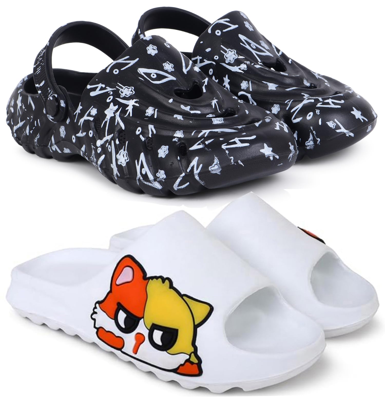 Combo Pack of 2 Slipper/Flip Flops/Slides/Clogs/Sandals with Adjustable Back Strap for Men (Cl-N11,YN-11)