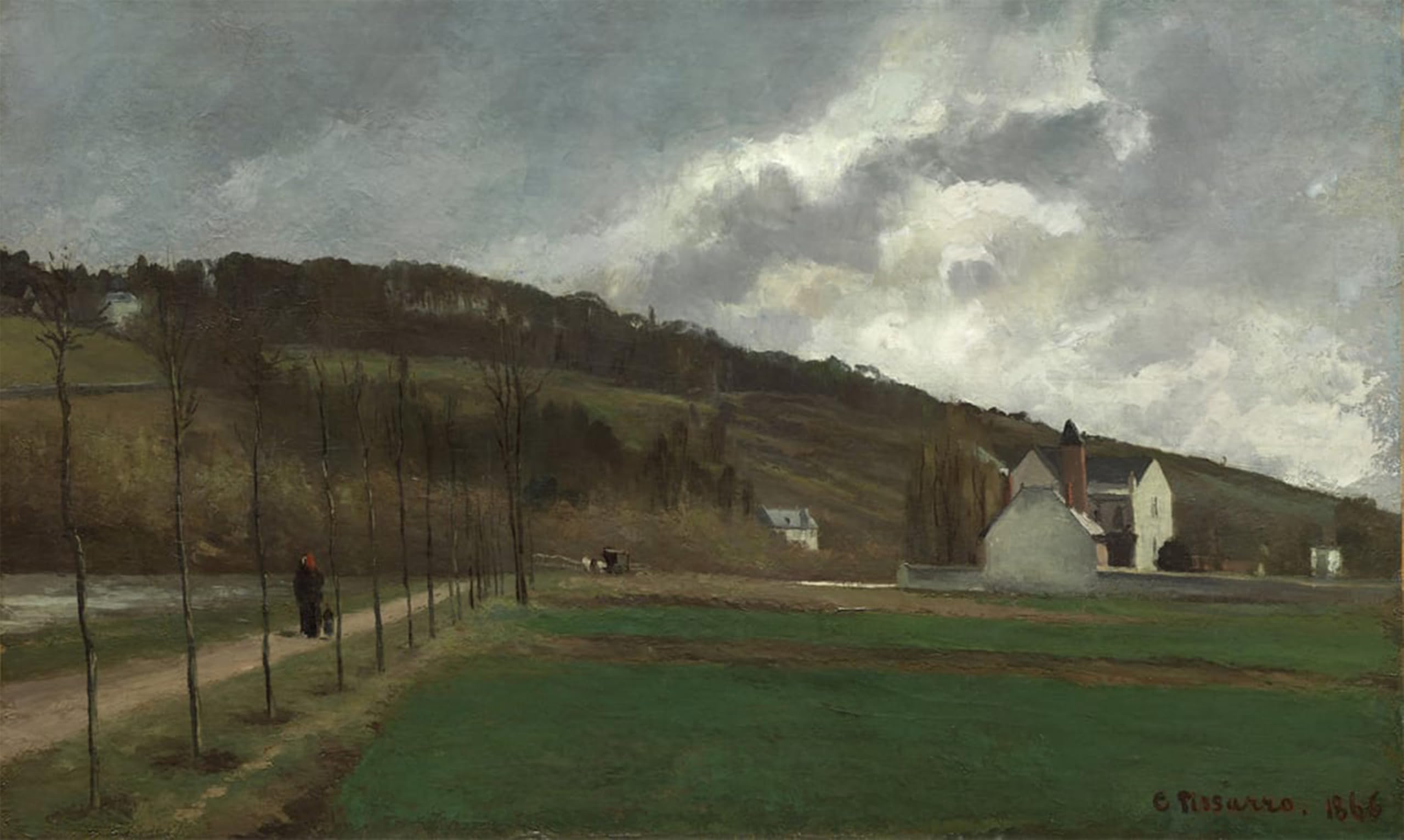 POSTERIIk Vintage Print Pop Art Landscape Artwork the Banks of the Marne in Winter by Camille Jacob Pissarro Art Prints for Office Home Decor 60x90cm