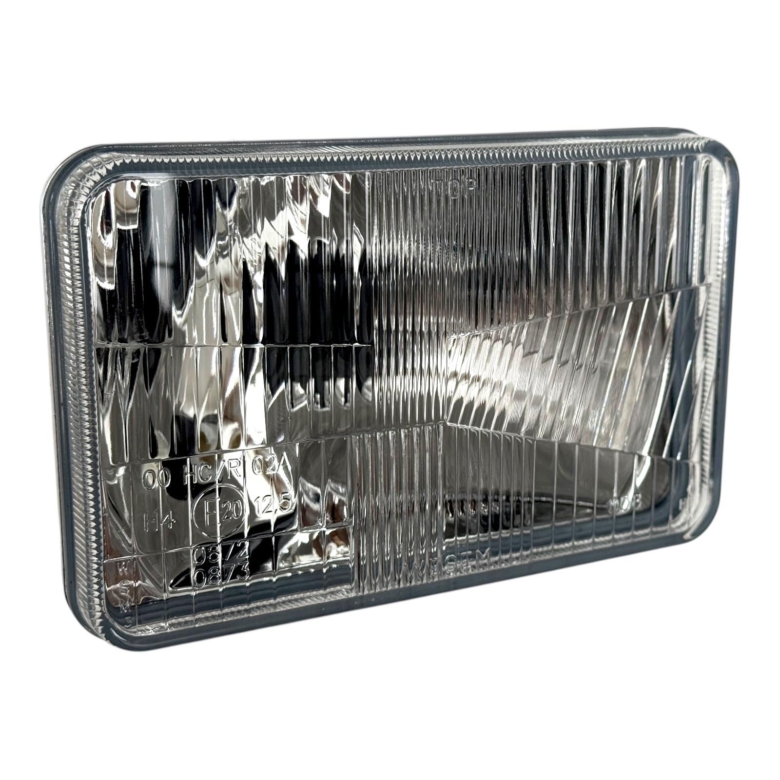 Juego de 2 Faros Delanteros para Tractor Agrícola Universal - H4 12V/24V - Luz de Cruce, Carretera y Posición - Carcasa de Metal y Vidrio - Homologado E20 IP54-168x106mm