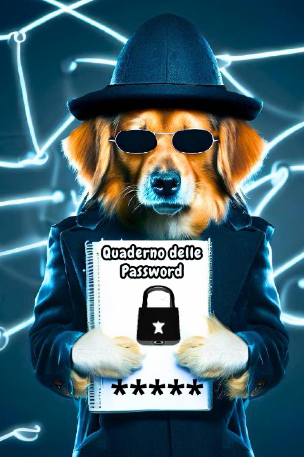 Independently published Quaderno delle Password Cane Detective: Diario con schede alfabetiche, 130 Pagine per 520 spazi per credenziali, Formato tascabile 6 x 9 pollici