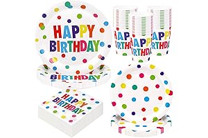 TWOWYHI 125PCS Birthday Plates and Napkins Party Supplies