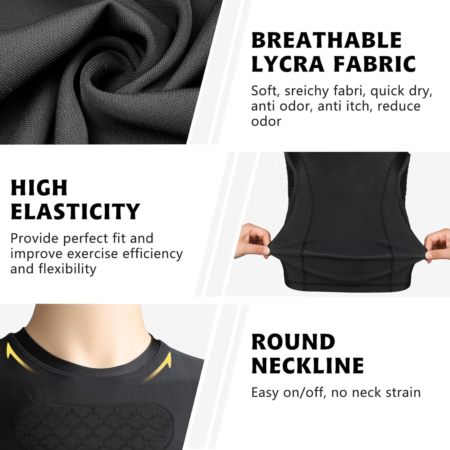 Youth Rib Protector Padded Football Chest Baseball Youth Padded Compression Shirt for Shoulder Heart Guard