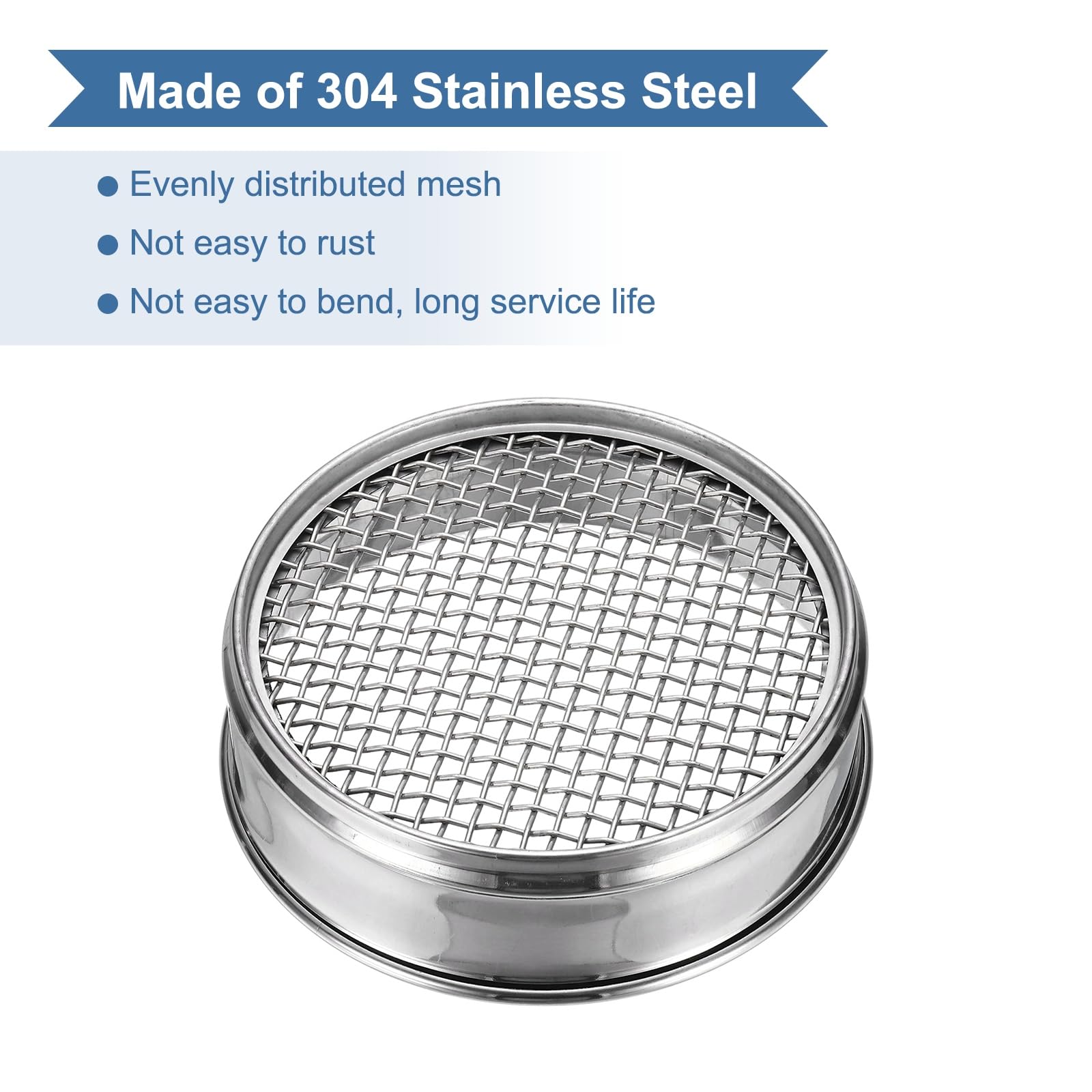PATIKIL 4 Mesh (5mm) Tamis De Laboratoire, 5.9" (15cm) Diamètre Grille De Tamisage 304 Acier Inoxydable Toile Métallique Tamis Fin Pour Industriel Laboratoire