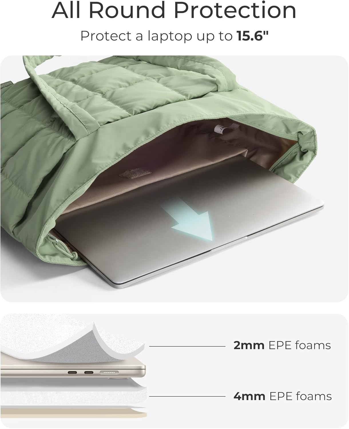 BAGSMART Expandable Tote Bag for Women, Puffer Work Tote Handbag, Quilted Carry On Bag for Travel Gym - Image 5