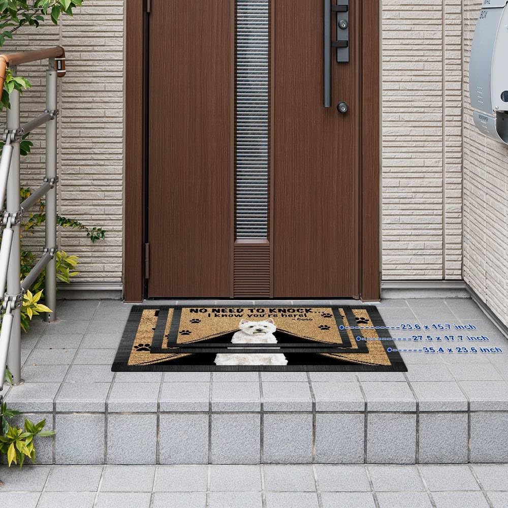 Personalized Door Mat with Watercolor Dog Dachshund Welcome Floor Mat No Need to Knock I Know You're Here Gift for Dog Lover 23.6" X 15.7"