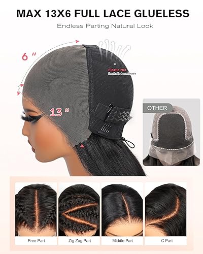 Miniatura 3 de Pull Go - Pelucas de cabello humano rizado birmano completo de 13x6, sin pegamento, pre despuntadas, pre cortadas, densidad 210, encaje frontal HD,