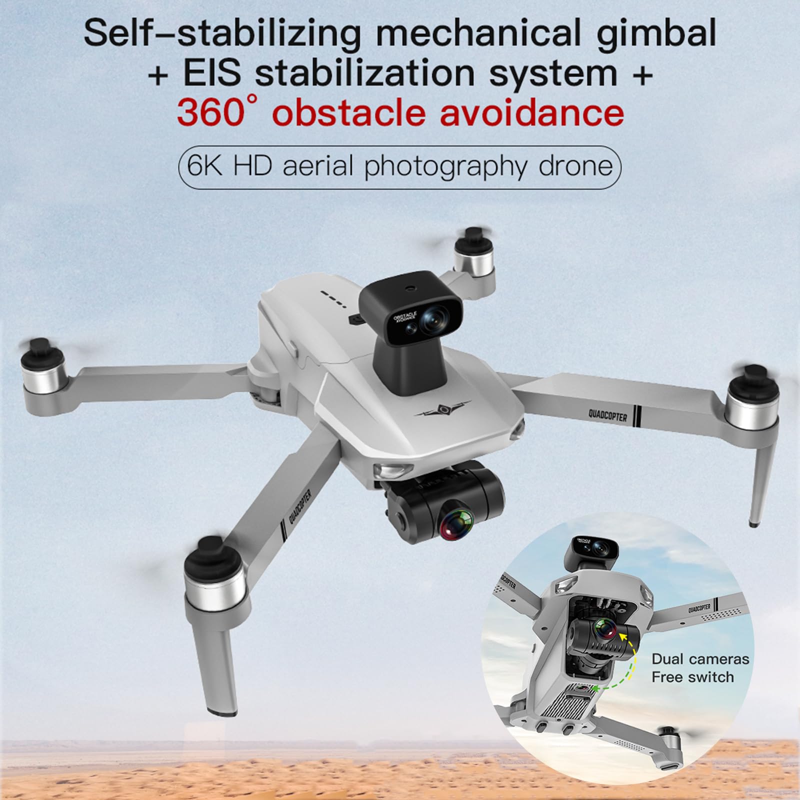 Mini dron z kamerą 4K dla dorosłych - Dron FPV HD 1080P Składany quadkopter RC z silnikiem bezszczotkowym, Automatyczny powrót GPS, Utrzymanie wysokości, Lot po punkcie,1 battery