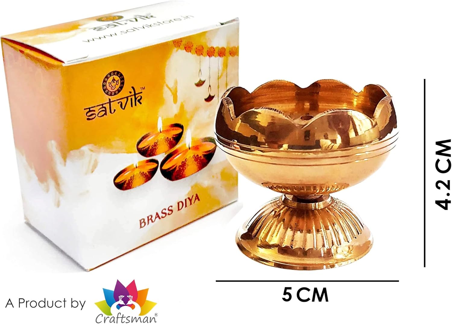 SATVIK 20 Pc Brass Diya (Big) for Diwali Decoration. Handmade Oil Lamp with Golden Engraved Made of Virgin Brass Metal. Diwali Diya Vilakku for Puja Pooja. Traditional Indian Deepawali Gift Items
