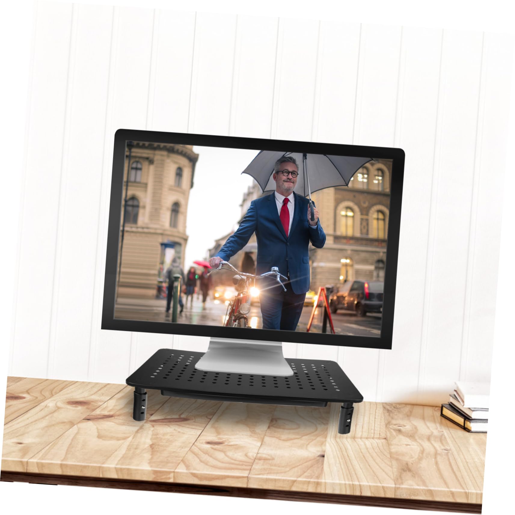 Tofficu 1 Stück Monitor Riser Rack mit Höhenstufen Höhenverstellbare Halterung für Computerbildschirme Metallstruktur Platzsparendes Design zur Verbesserung der Ergonomie Am Arbeitsplatz
