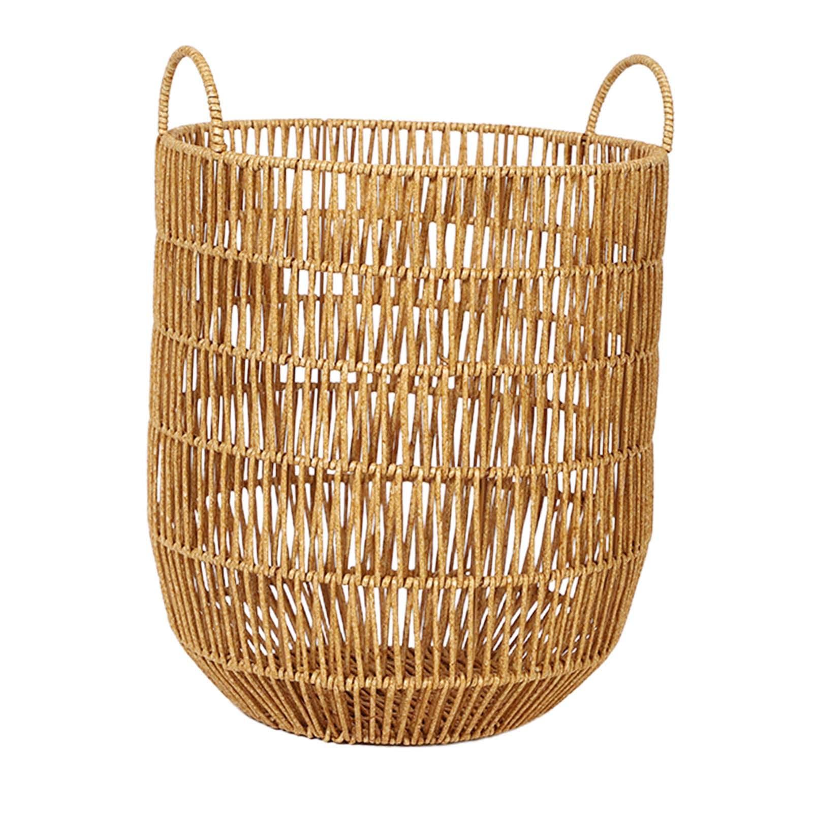 Cesto Portabiancheria Robusto con Grande Apertura in Materiale PP Manici Rinforzati Contenitore Decorativo per Sporchi Coperte Peluche Indumenti, 30x41 cm