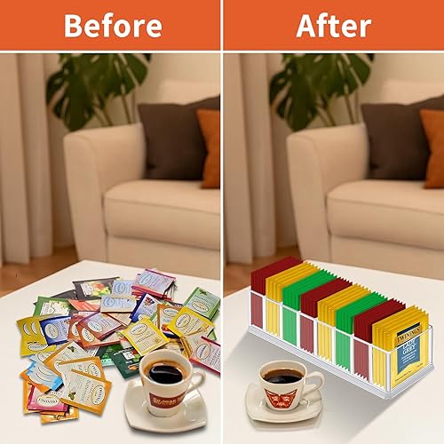 Miniatura 5 de ALCYON Soporte organizador de bolsas de té para armario de despensa de cocina, encimera, caja de almacenamiento de té, contenedor para bolsas de