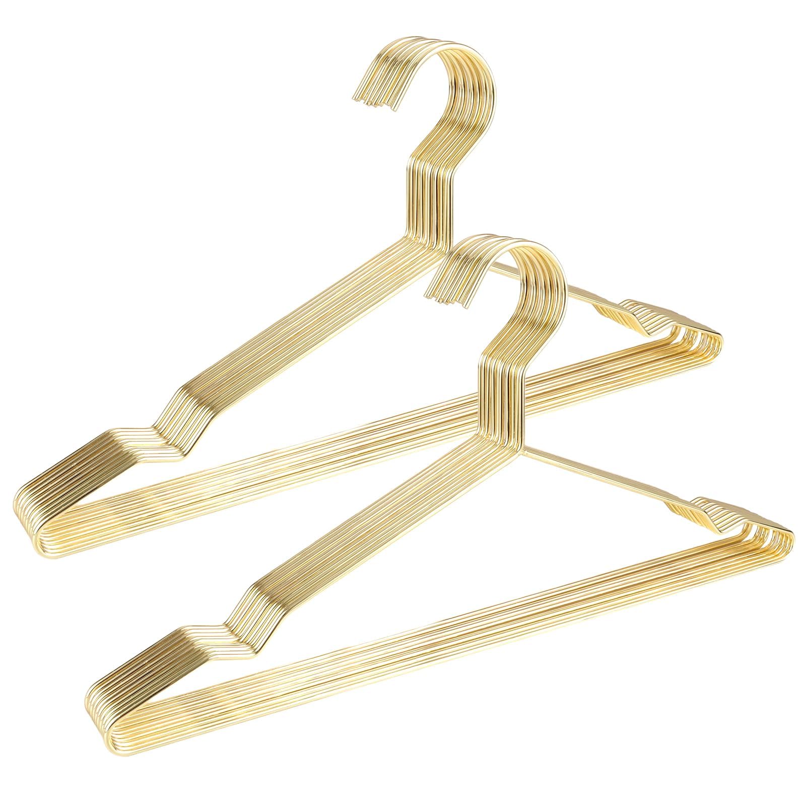 30 Stuks Kleerhangers - Goud, 40 cm, Robuuste Metalen, Duurzaam, Ruimtebesparend Met Antislip Groef, Voor T-shirt, Overhemd, Jas