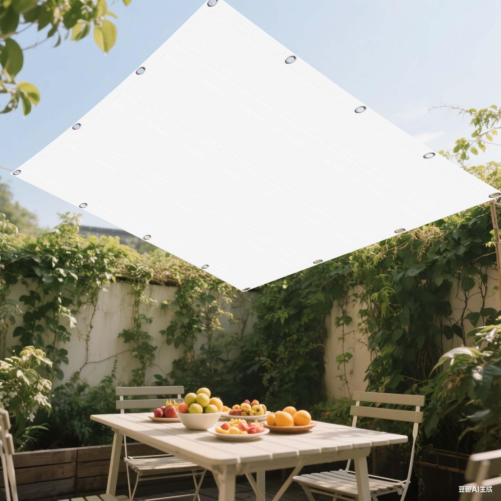 Toile ombrage 525x650 cm étanche bâche blanche anti-UV avec œillets pour terrasse