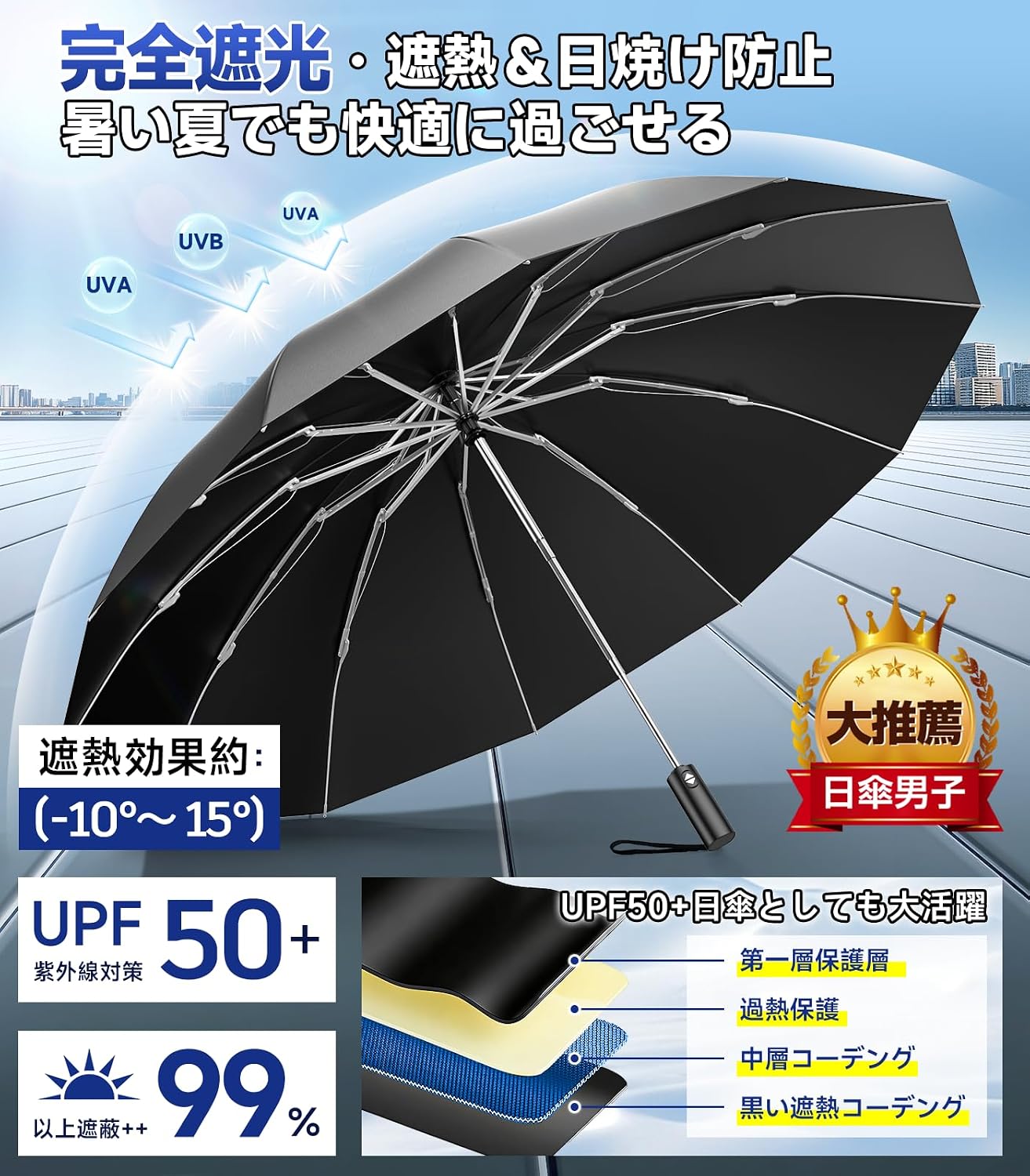 Parasol, Folding Umbrella, For Rain or Shine, Large Size, Super Water Repellent,