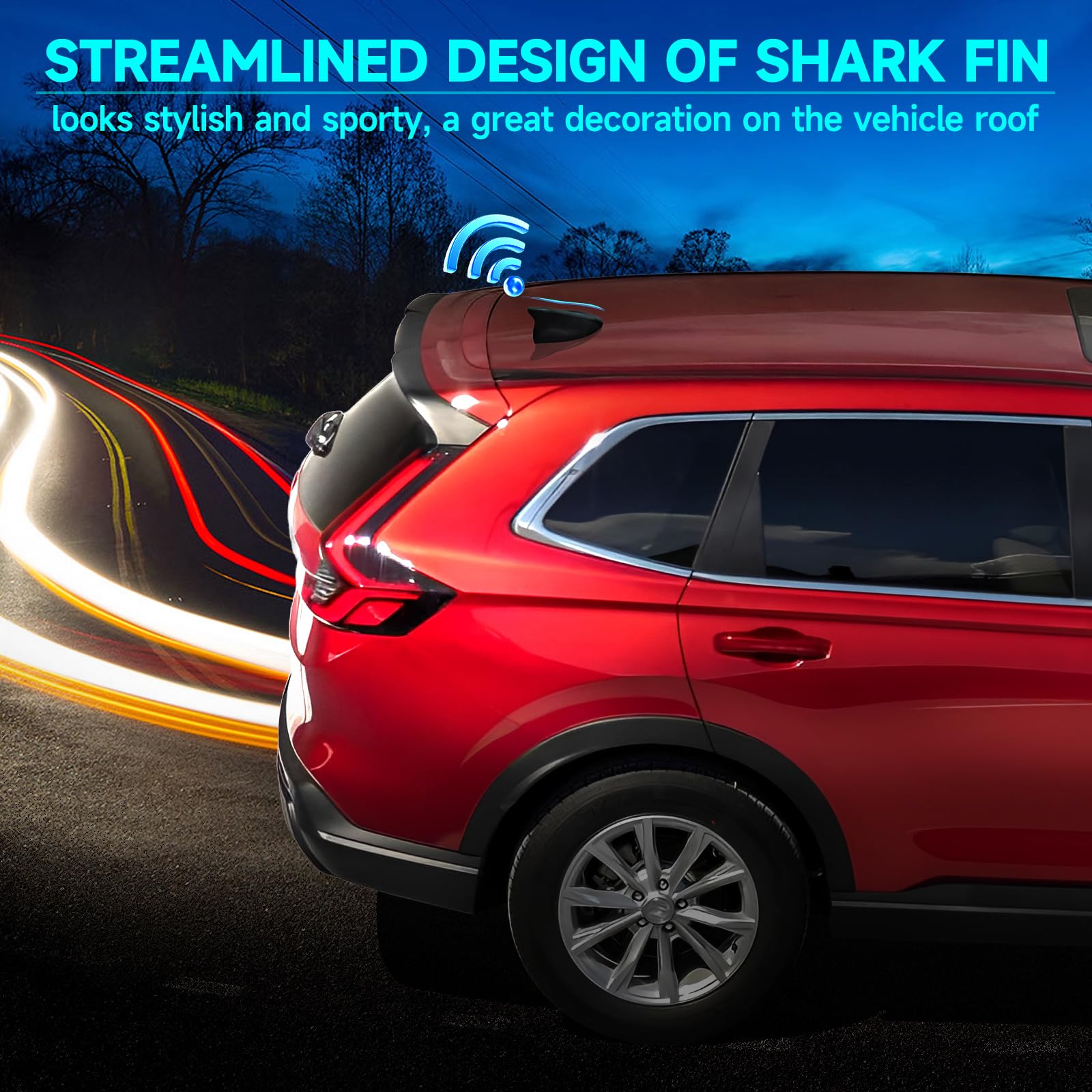 Eightwood Shark Fin Antenna Cover, Car AM/FM Radio Antenna Topper, Universal Roof Mount Antennae with Adhesive Tape for Car Truck SUV, Black