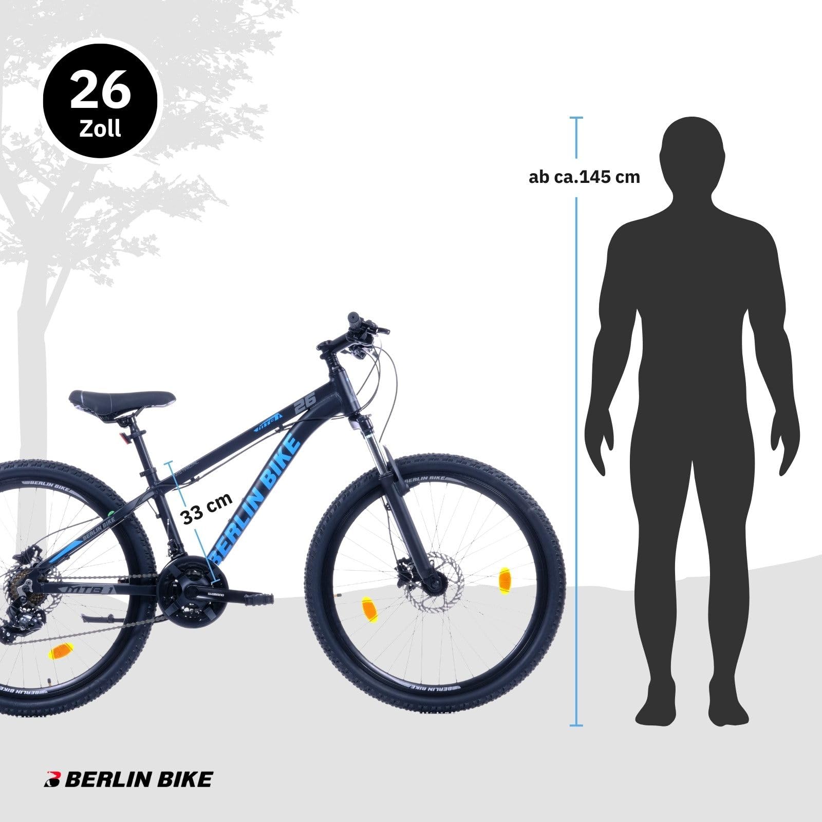 Mountainbike MTB1 – mit komplettem Shimano Set - 21 Gang Shimano FD-TZ500/RD-TY300D, Dacron Hydraulische Scheibenbremsen
