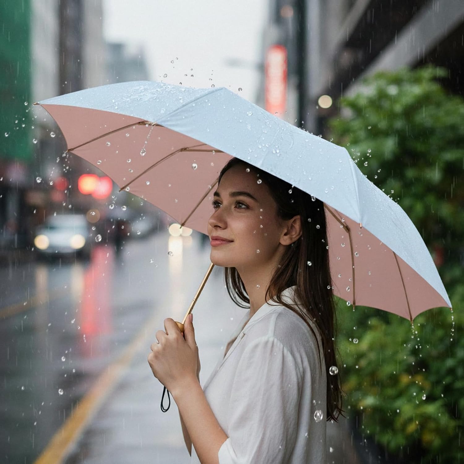 Compact Folding Umbrella, Windproof Travel Umbrella with UPF 50+ UV Protection