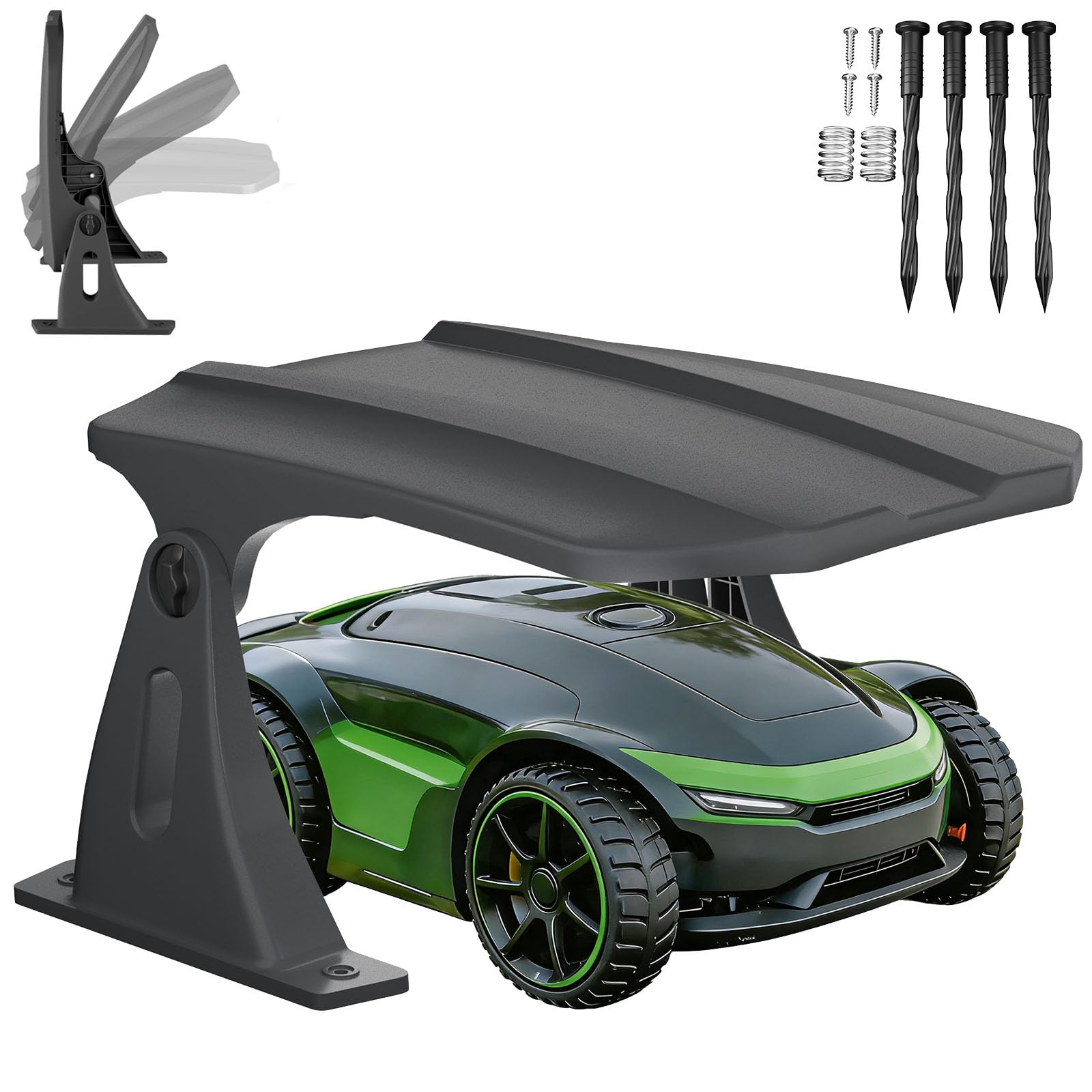 LZQ Robot cortacésped, garaje resistente a la intemperie, resistente a los rayos UV, con techo plegable, toldo protector para robot cortacésped, accesorio para robot cortacésped, refugio
