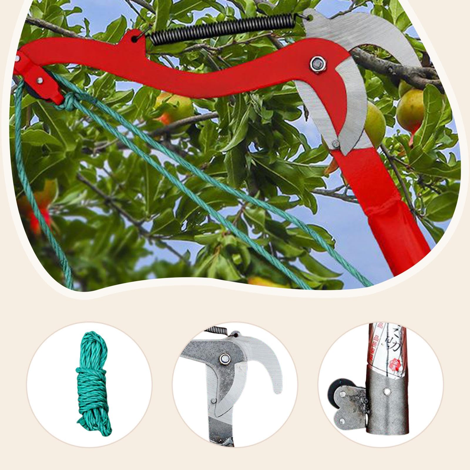 Tijeras de Poda de Altura para Árboles con Cuerda Podadora Manual de Ramas Diseño Innovador con Polea Doble en Hierro Y Acero Adecuada para Jard, L