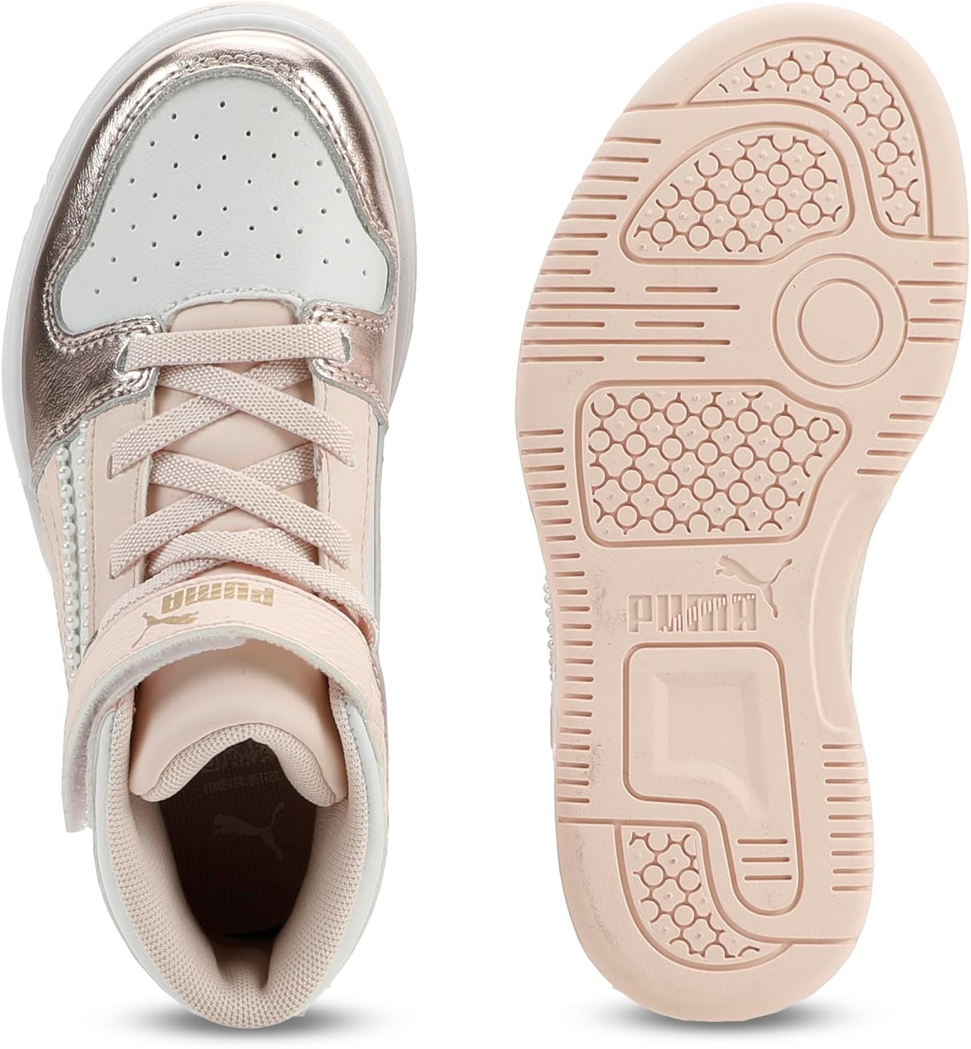 PUMA Kids' Rebound Layup Mid Hook and Loop Sneakers