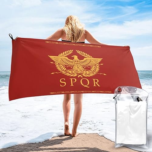 SPQR - Toalla de playa de microfibra de gran tamaño y secado rápido (31.5 x 63 pulgadas), a prueba de arena, absorbente, compacta, manta de playa,