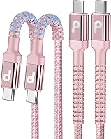 Vista 1 de Cable USBC de 10 pies, paquete de 2 cables largos USBC de carga rápida, cable trenzado de nailon USB C a USB C cargador de iPhone compatible