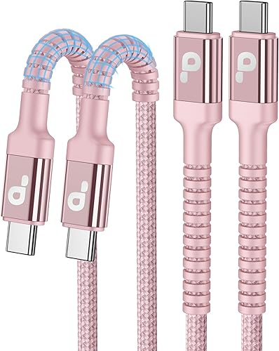 Cable USBC de 10 pies, paquete de 2 cables largos USBC de carga rápida, cable trenzado de nailon USB C a USB C cargador de iPhone compatible con
