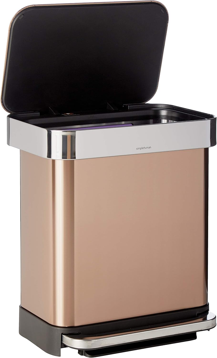 simplehuman 30 Liter Rectangular Trash can, Rose Gold Stainless Steel