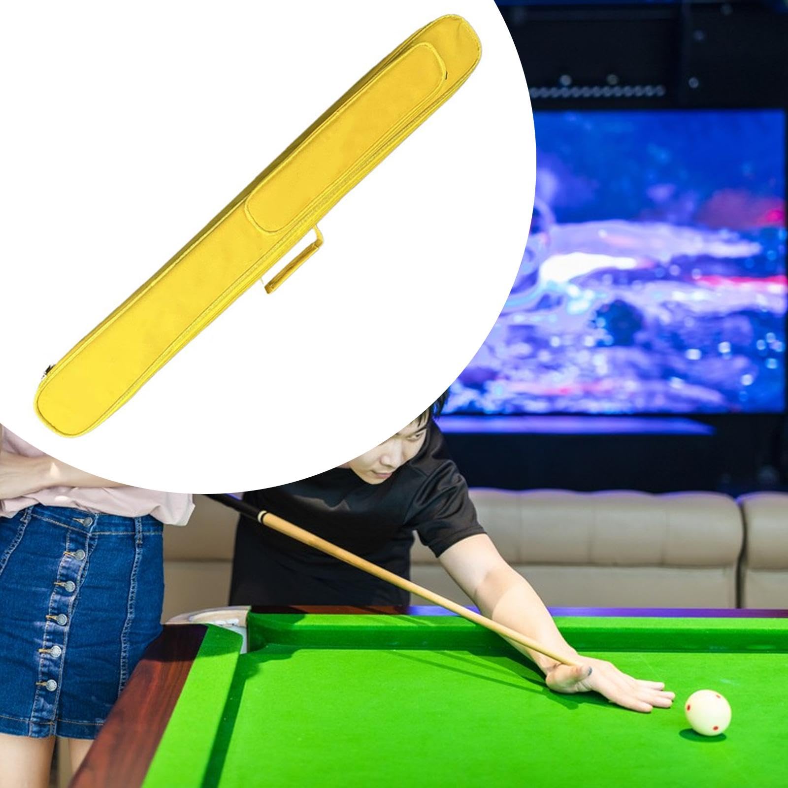 Vaveren Pool Stick Case Pool Cue Carrying Case Sturdy Stylish Lightweight Billiards Equipment Portable Oxford Cloth for Men and Women, Yellow
